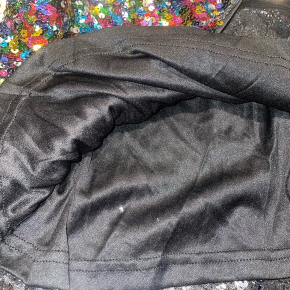 Lulus Spotlight Shimmer Black Multi Sequin Mini Skater Dress multicolor - Picture 6 of 10